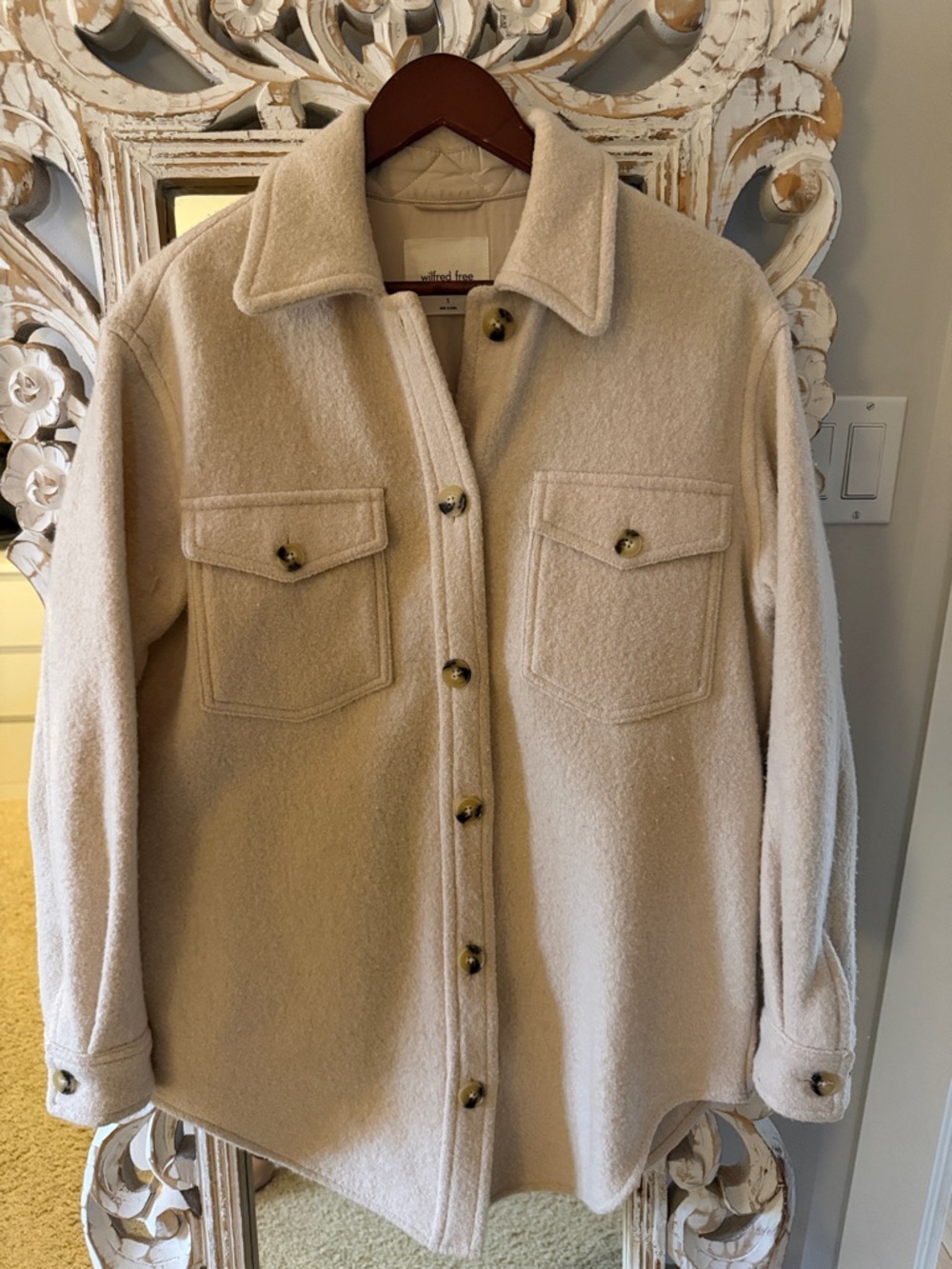 Wilfred Cream Utility Jacket with Front Flap Pockets